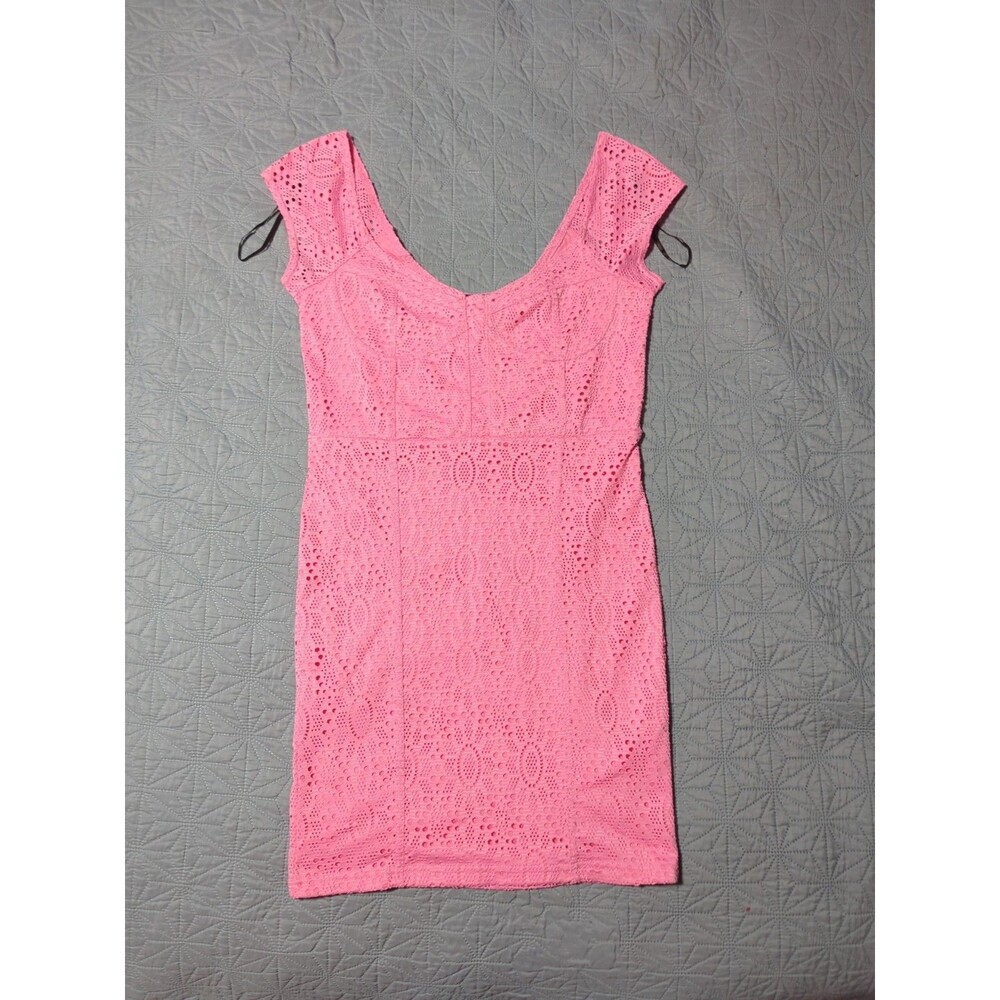NWT Forever 21 Pink Eyelet Mini Dress Women's Size M Cap Sleeves Spring Summer